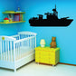 Patrol boat vinyl decal silhouette in dark color
