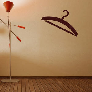 Coat hanger wall decal, dark brown hanger silhouette
