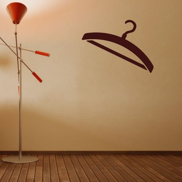 Coat hanger wall decal, dark brown hanger silhouette
