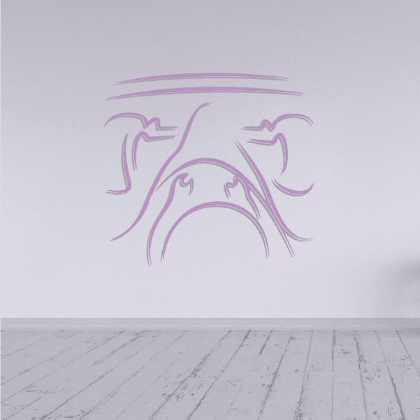 Line drawing sticker with purple cockpit view outline
