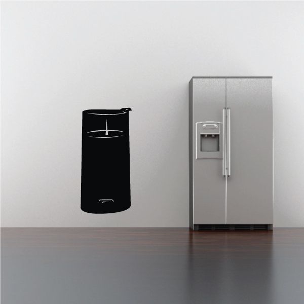 Coffee grinder decal, black cylindrical icon with minimalist line details