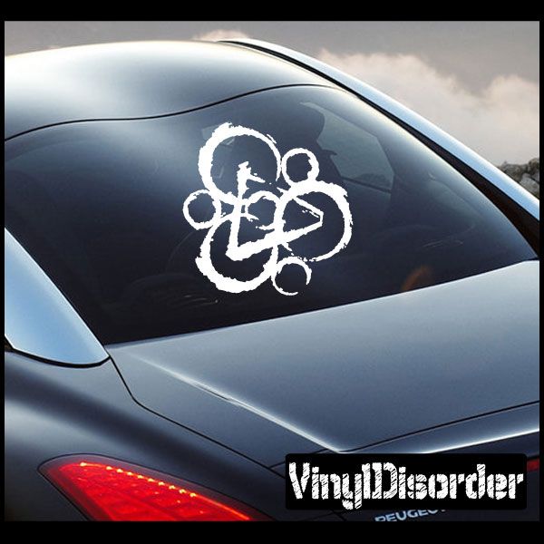 Coheed and Cambria symbol decal, white emblem on car hood