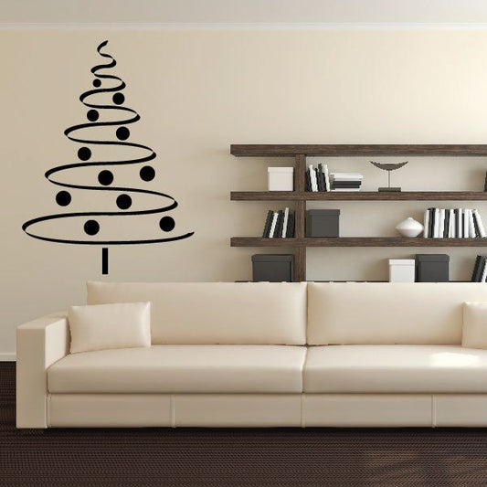 Image of Coiled Christmas Tree with Orbs Decal