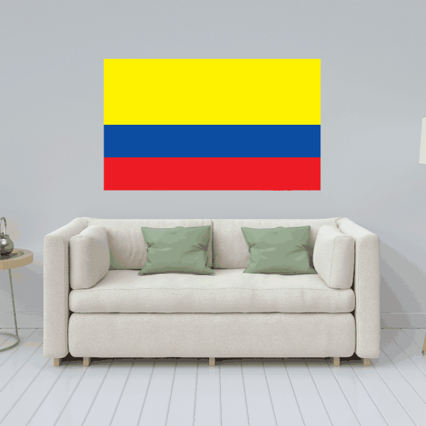 Rectangular Colombia flag sticker with yellow, blue, and red bands.