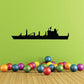 Black silhouette ship decal with detailed military replenishment vessel profile