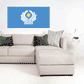 US states flag sticker, blue rectangle with white and yellow emblem