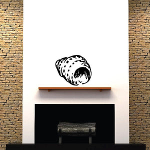 Seashell wall decal with black and white line-art illustration
