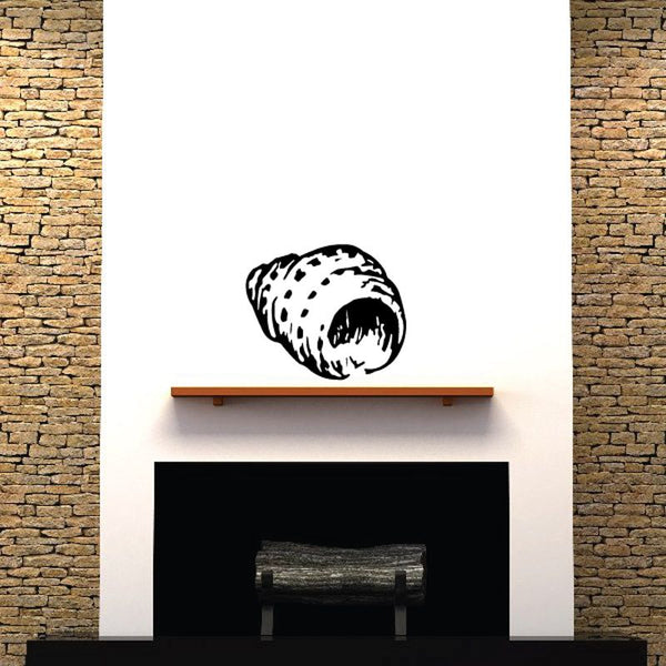 Seashell wall decal with black and white line-art illustration