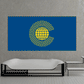 Flag sticker: blue background with yellow globe emblem