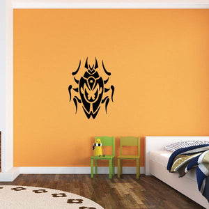 Round black tribal beetle wall decal