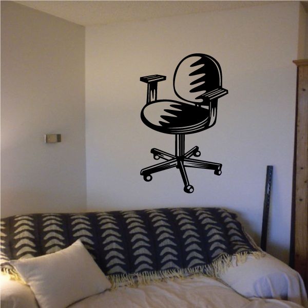 Black computer chair wall decal with stylized seat and back