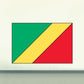 Congo flag sticker with green field, yellow diagonal stripe, red side, black border