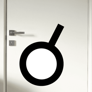 Black astrological glyph decal with circular sign and angled stroke
