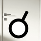 Black astrological glyph decal with circular sign and angled stroke
