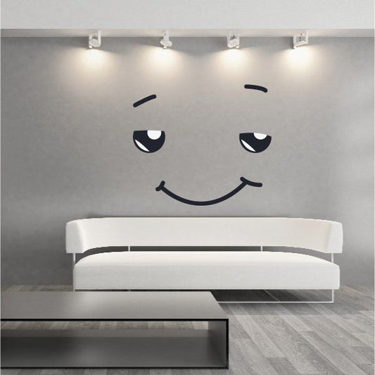 Image of Content Face Expression Wall Decal - Vinyl Decal - Car Decal - Idcolor003