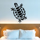 Turtle decal wall sticker with hexagon shell and flower accents