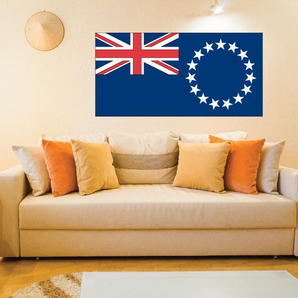 Cook Islands flag sticker, blue rectangular design with cross and white star circle