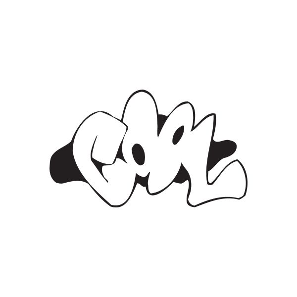 Graffiti decal sticker with bold black and white lettering
