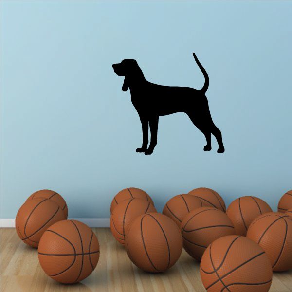 Coonhound decal: black dog silhouette with raised tail