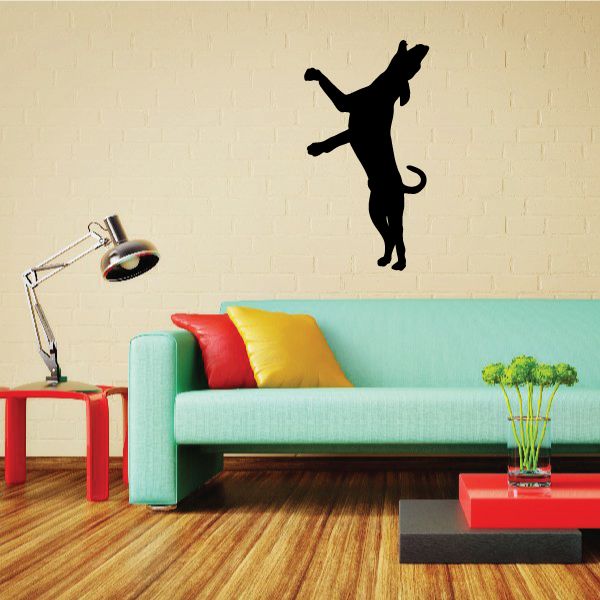 Howling coonhound wall decal with black dog silhouette reaching upward