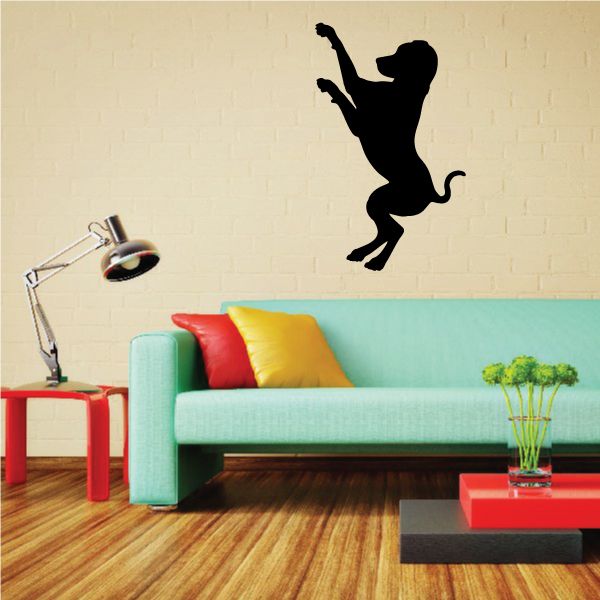 Coonhound lying down wall decal with black silhouette