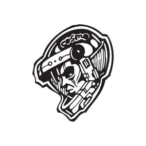 Cosmonaut decal sticker, black outline of astronaut helmet with detailed suit lines