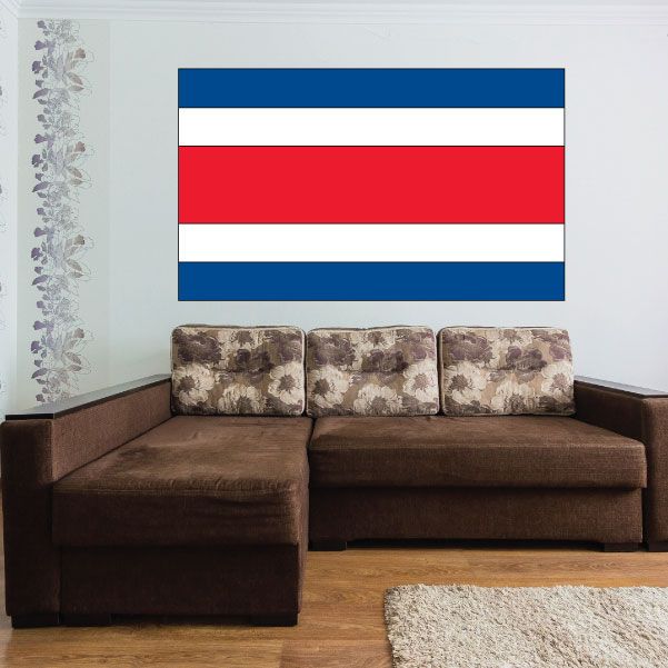 Costa Rica flag sticker with blue, white, and red stripes, rectangular
