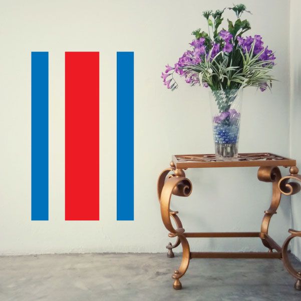 Costa Rica flag sticker with three vertical blue-red-blue stripes