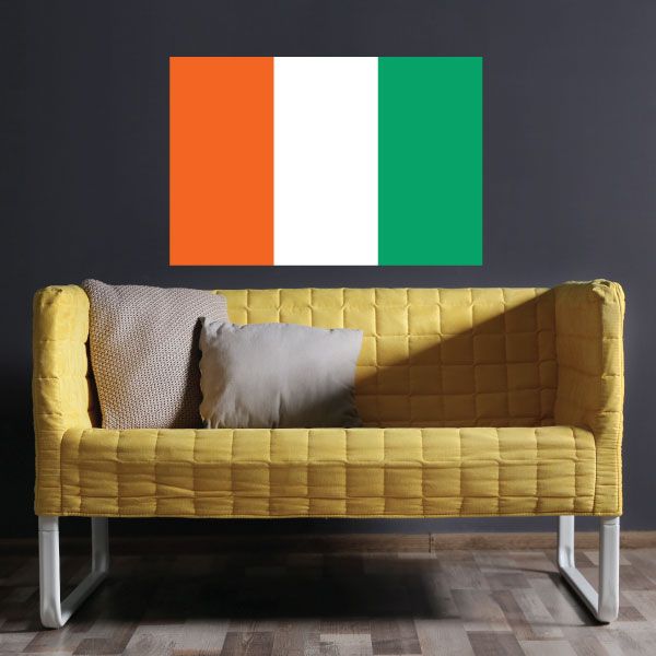 Cote d'Ivoire flag sticker with vertical orange, white, and green stripes
