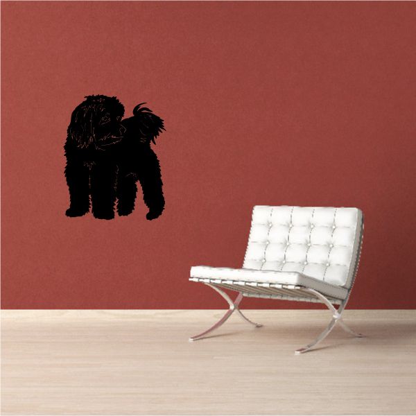 Coton de Tulear dog decal, black standing dog silhouette