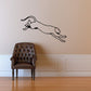 Cougar lunging decal, black line art silhouette