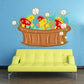 Easter egg basket wall decal with colorful eggs and white daisies