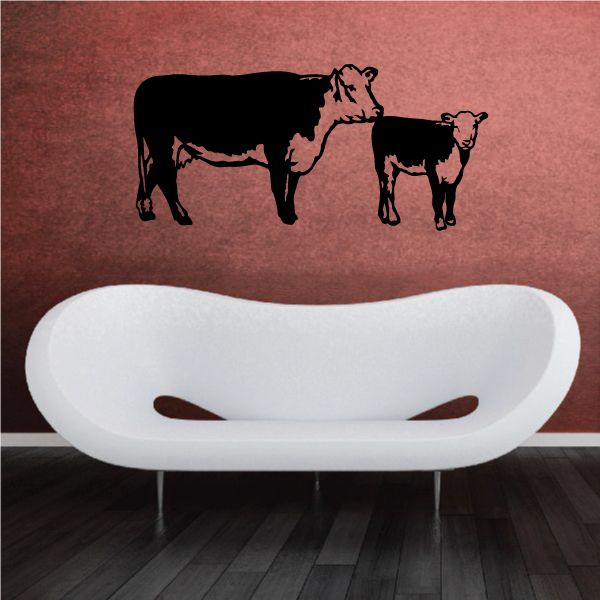 Image of Cow and Calf Resting Decal