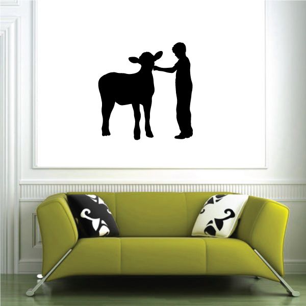 Image of Cow Farm Boy Petting Decal