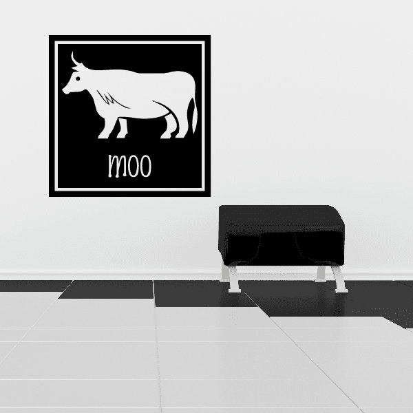 Image of Cow Moo Square Frame Decal