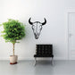 Cow skull wall decal, black vinyl outline on light wall