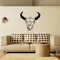 Cow skull wall decal, black vinyl skull with curved horns