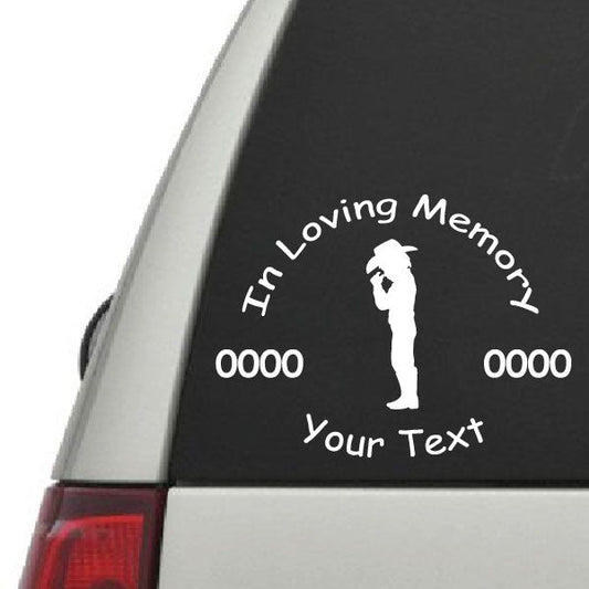 Image of Cowboy Boy Praying Custom In Loving Memory Decal