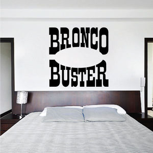 Cowboy bronco buster vinyl wall decal with bold black lettering