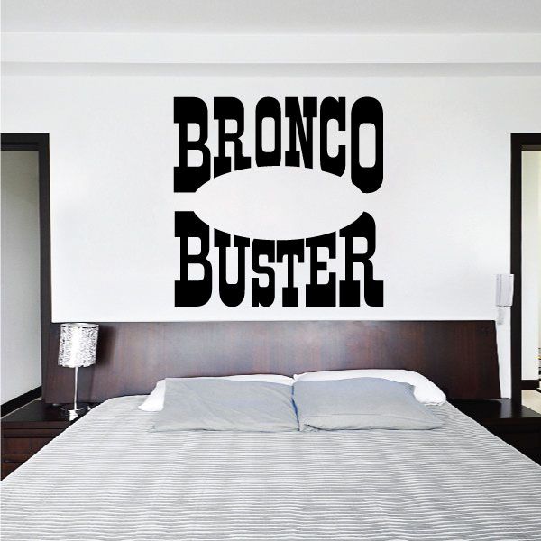 Cowboy bronco buster vinyl wall decal with bold black lettering
