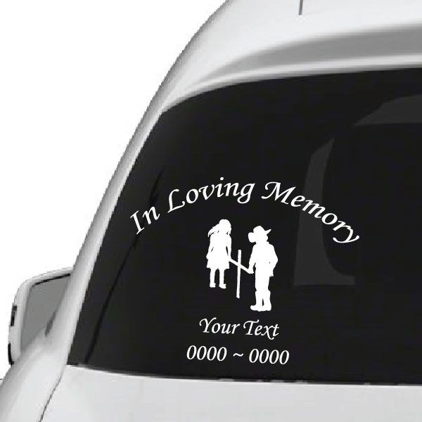 Image of Cowboy Girl and Boy Custom In Loving Memory Decal