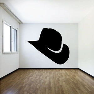 Cowboy hat wall decal with black vinyl hat silhouette