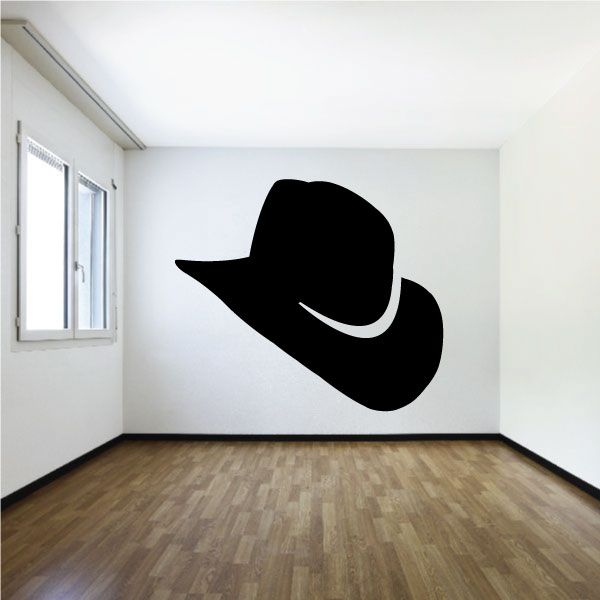 Cowboy hat wall decal with black vinyl hat silhouette