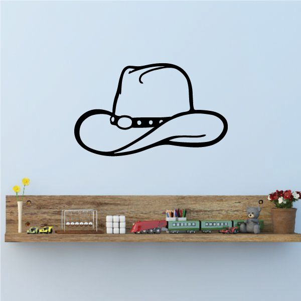 Cowboy hat wall decal, black outline