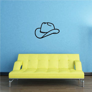 Cowboy hat wall decal, black outline vinyl sticker