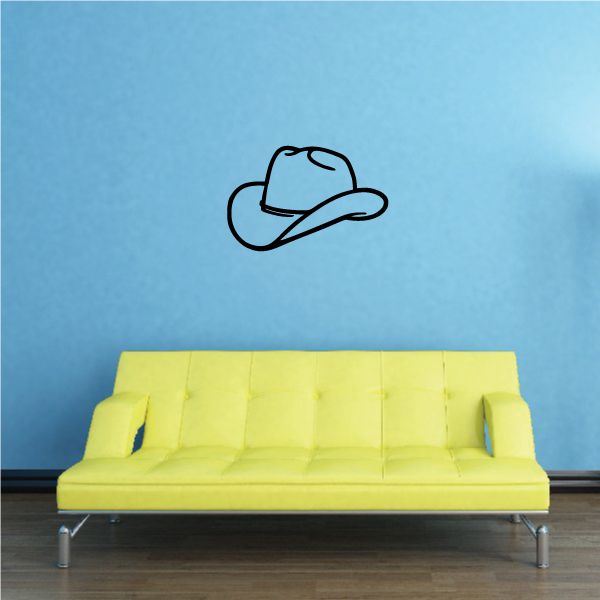 Cowboy hat wall decal, black outline vinyl sticker