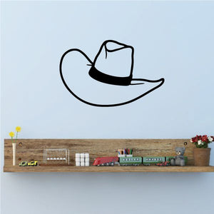 Cowboy hat wall decal, black outline hat silhouette