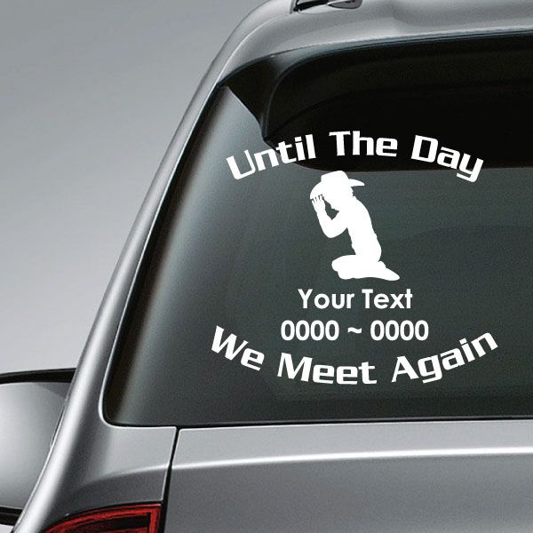 Image of Cowboy Kid Praying Deeply Custom In Loving Memory Decal