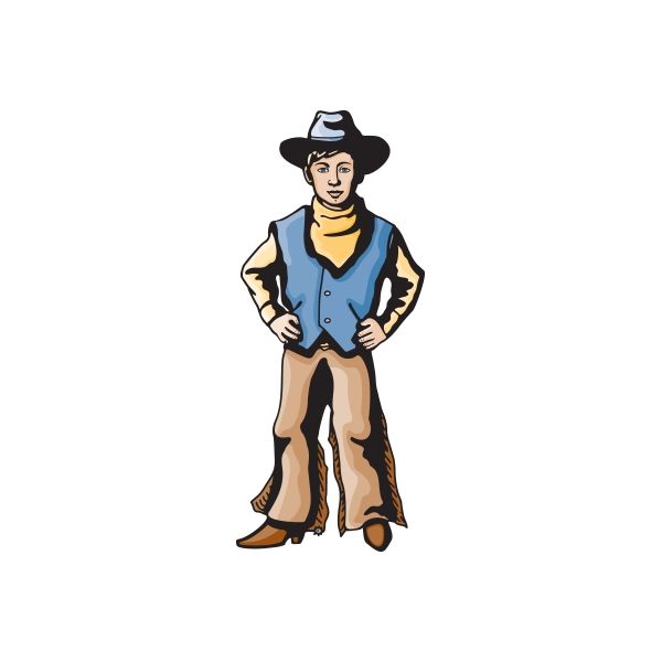 Cowboy kids wall decal vinyl sticker of a standing cowboy in hat and boots