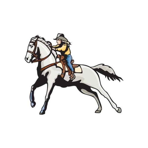 Cowboy kids wall decal sticker: cowboy in hat on white horse, die-cut